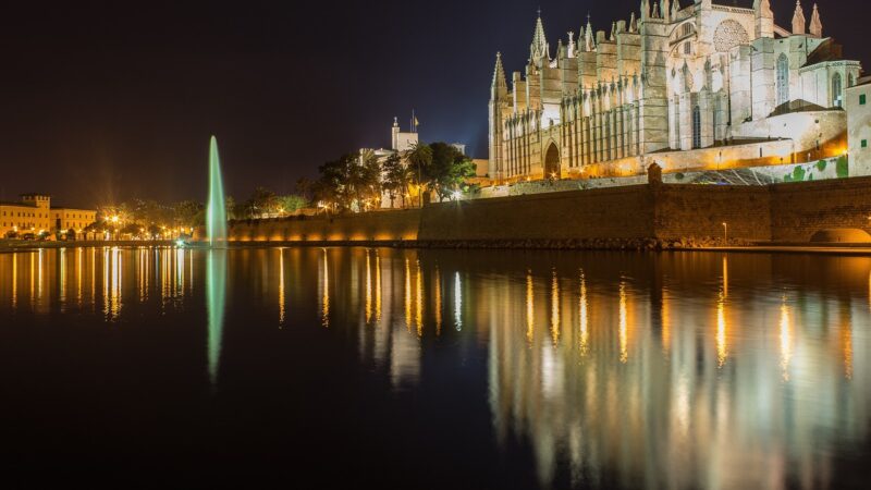 Palma Cathedral Mallorca At Night